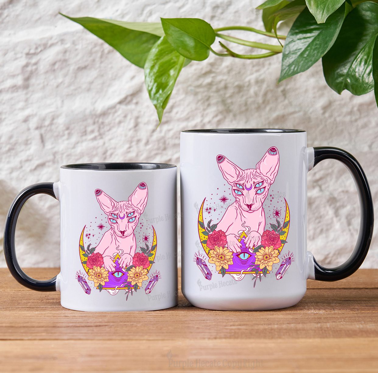 Purplehecate Moon Phase Cat Mug