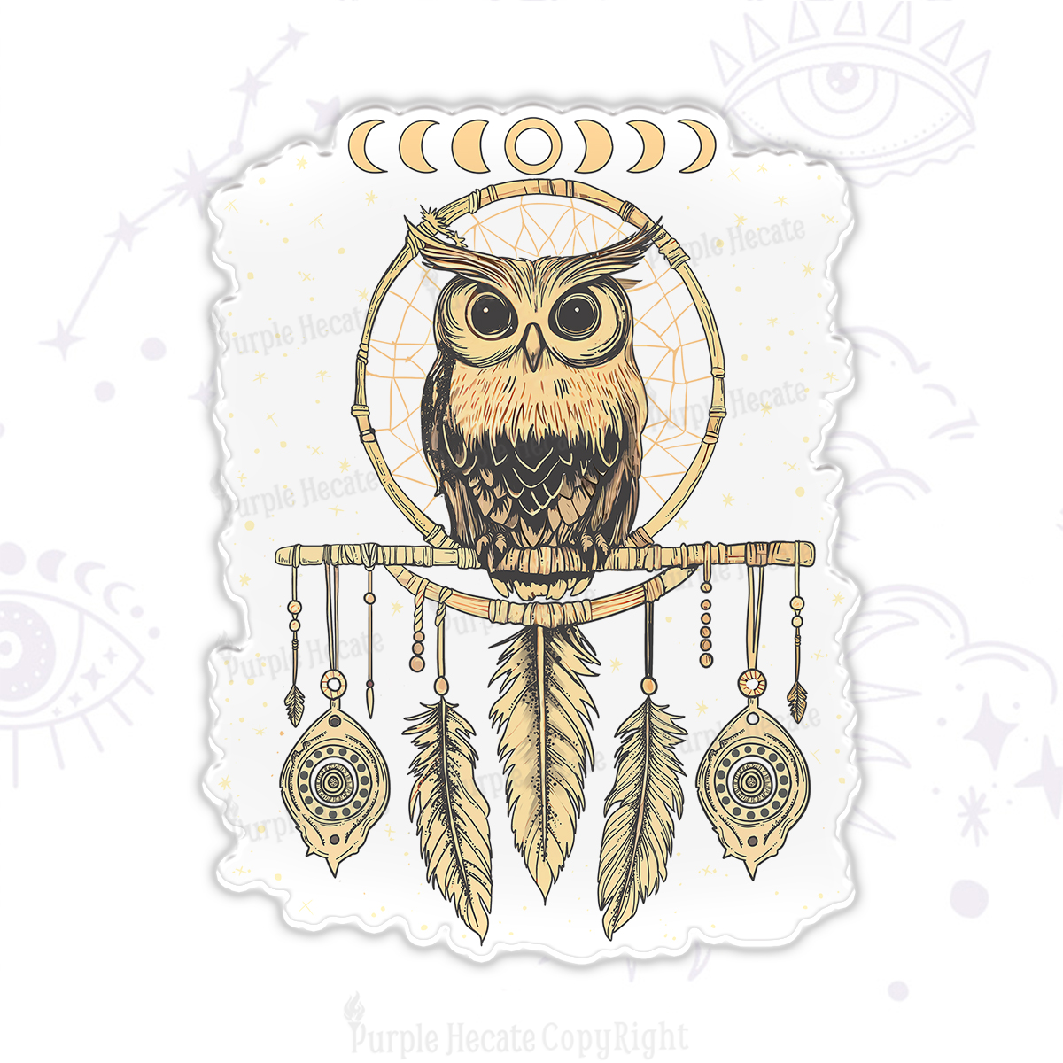 Purplehecate Luna Owl Dream Catcher Magnet