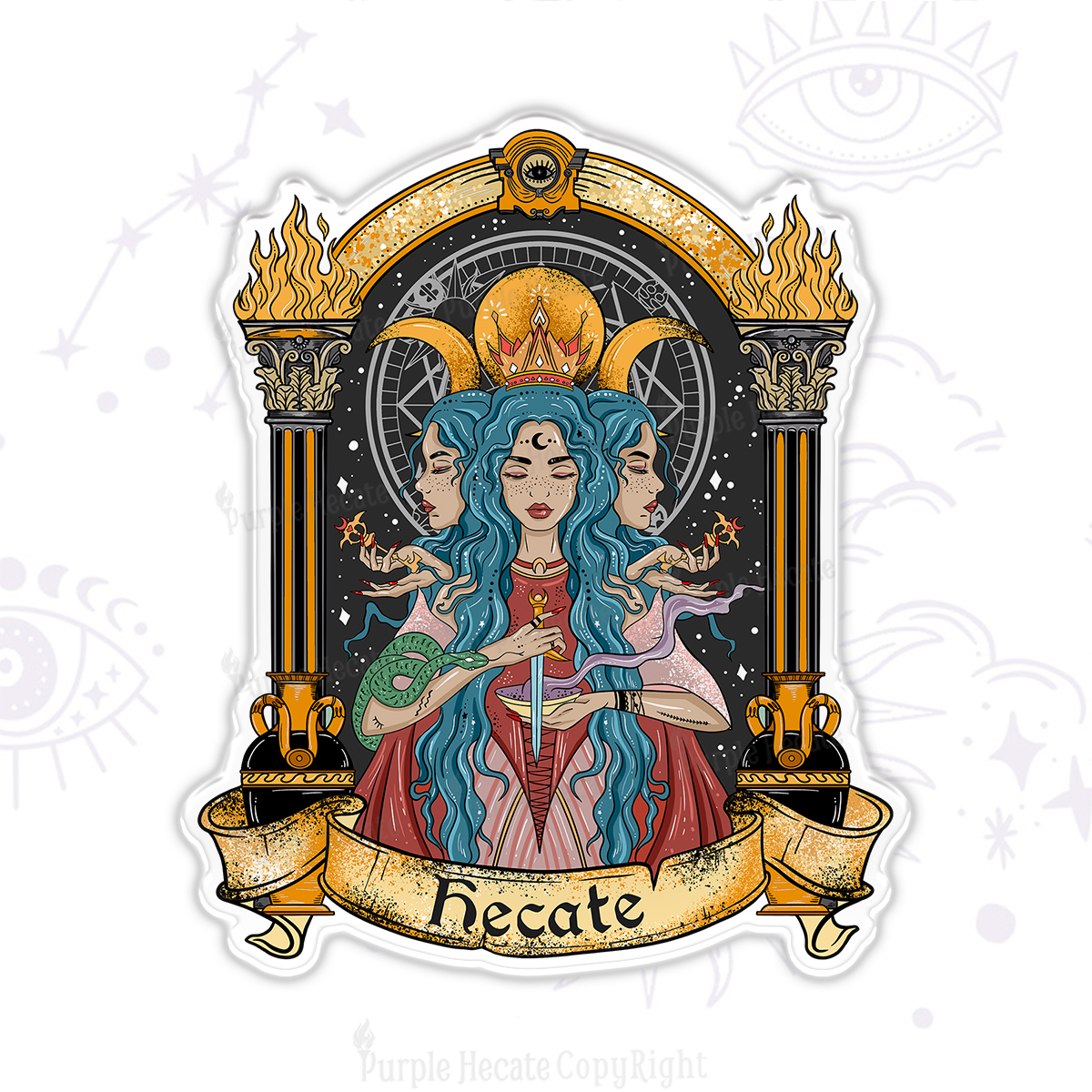 Purplehecate Triple Moon Goddess Hecate Magnet