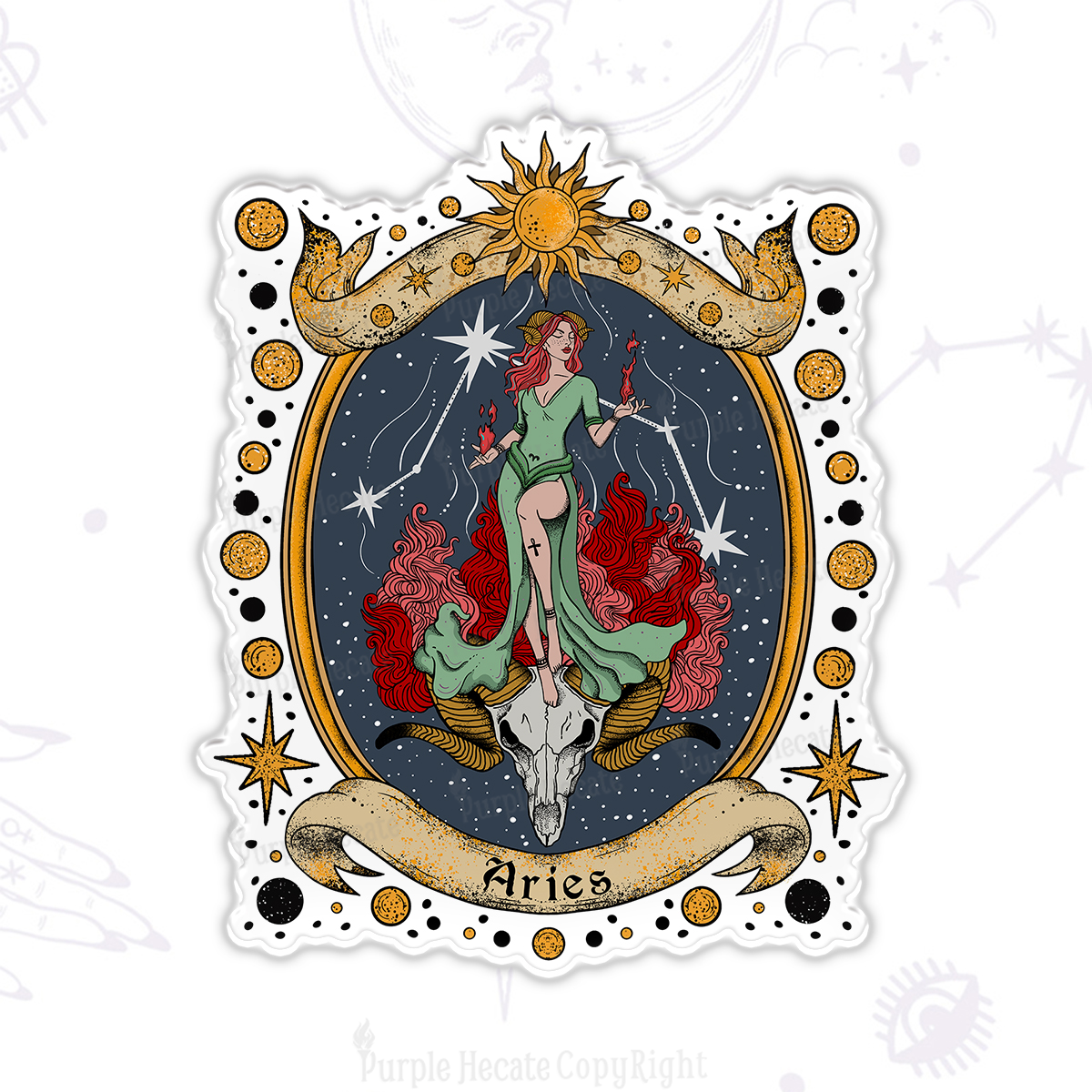 Purplehecate Celestial Aries Zodiac Magnet