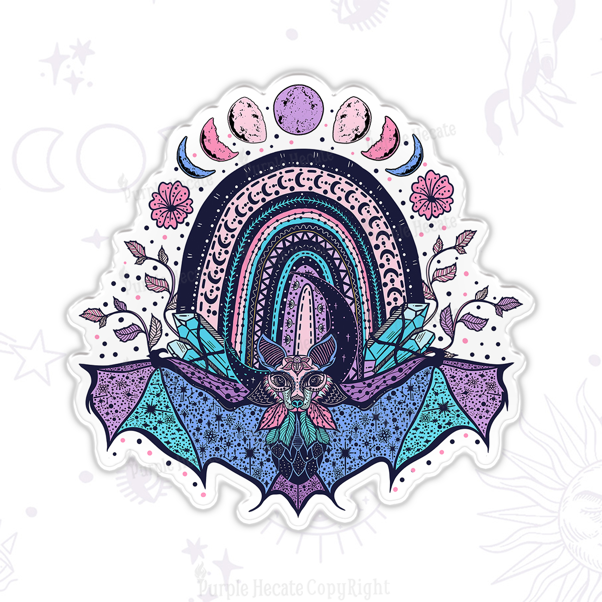 Purplehecate Moon Phase Bat Magnet
