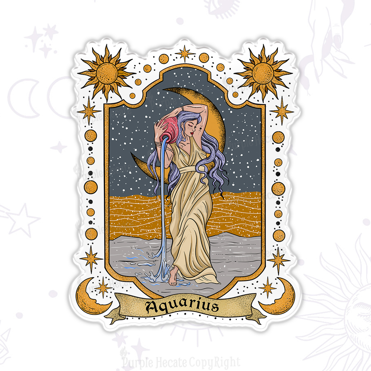 Purplehecate Aquarius Zodiac Magnet