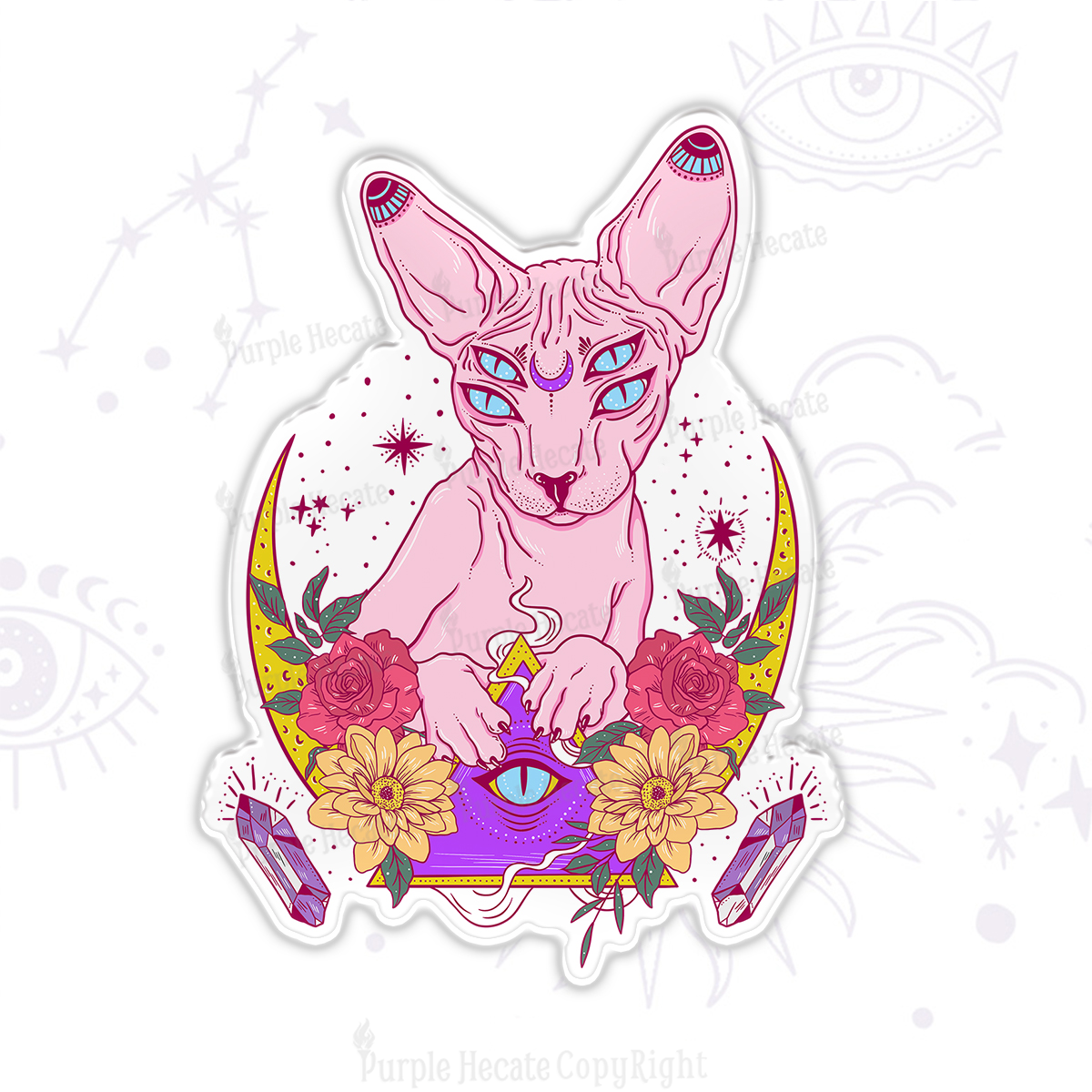 Purplehecate Moon Phase Cat Magnet