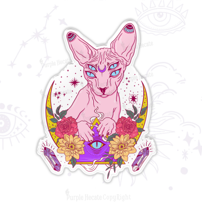 Purplehecate Moon Phase Cat Magnet