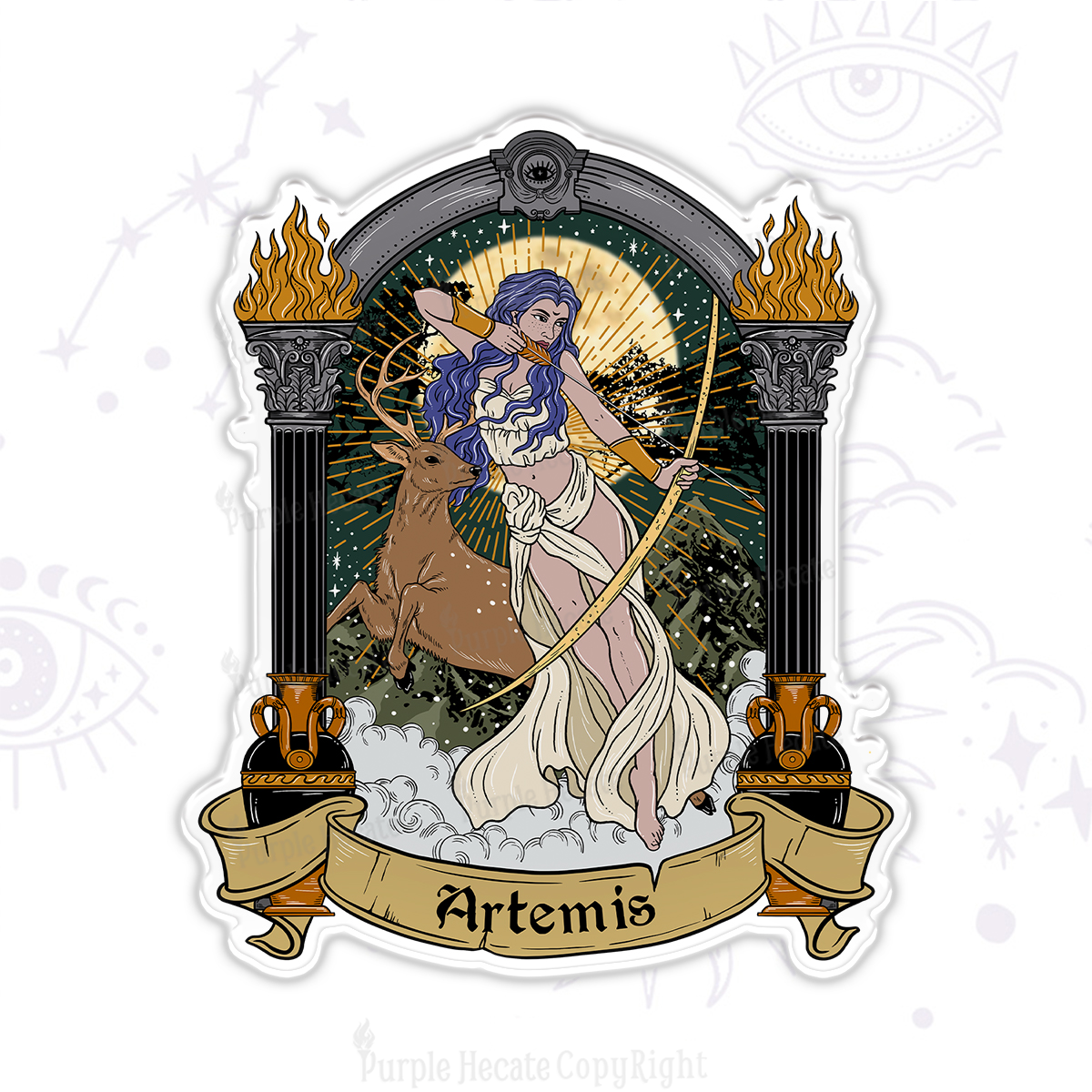 Purplehecate The Huntress Goddess Artemis Magnet