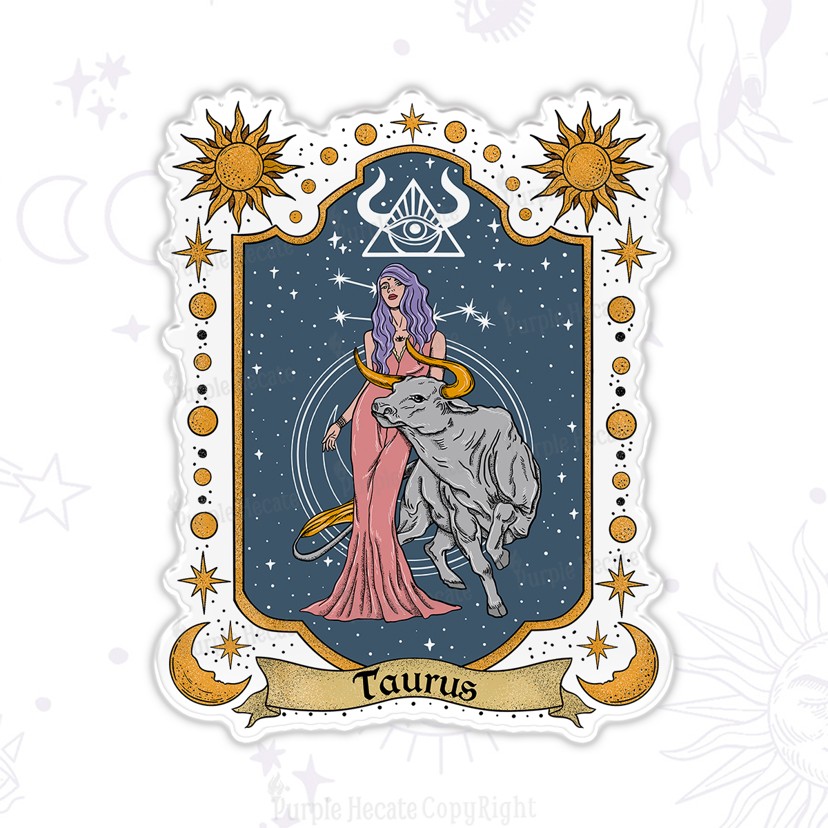 Purplehecate Taurus Zodiac Magnet