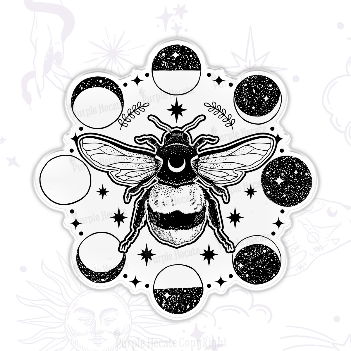 Purplehecate Moon Bee Magnet
