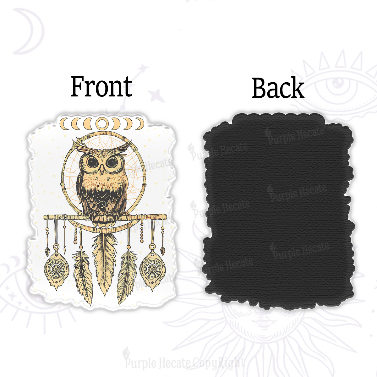 Purplehecate Luna Owl Dream Catcher Magnet