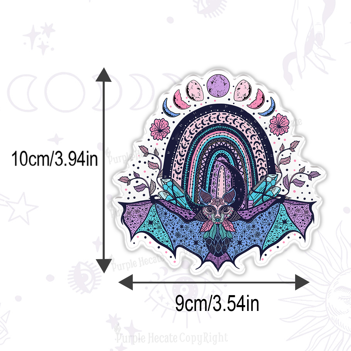 Purplehecate Moon Phase Bat Magnet