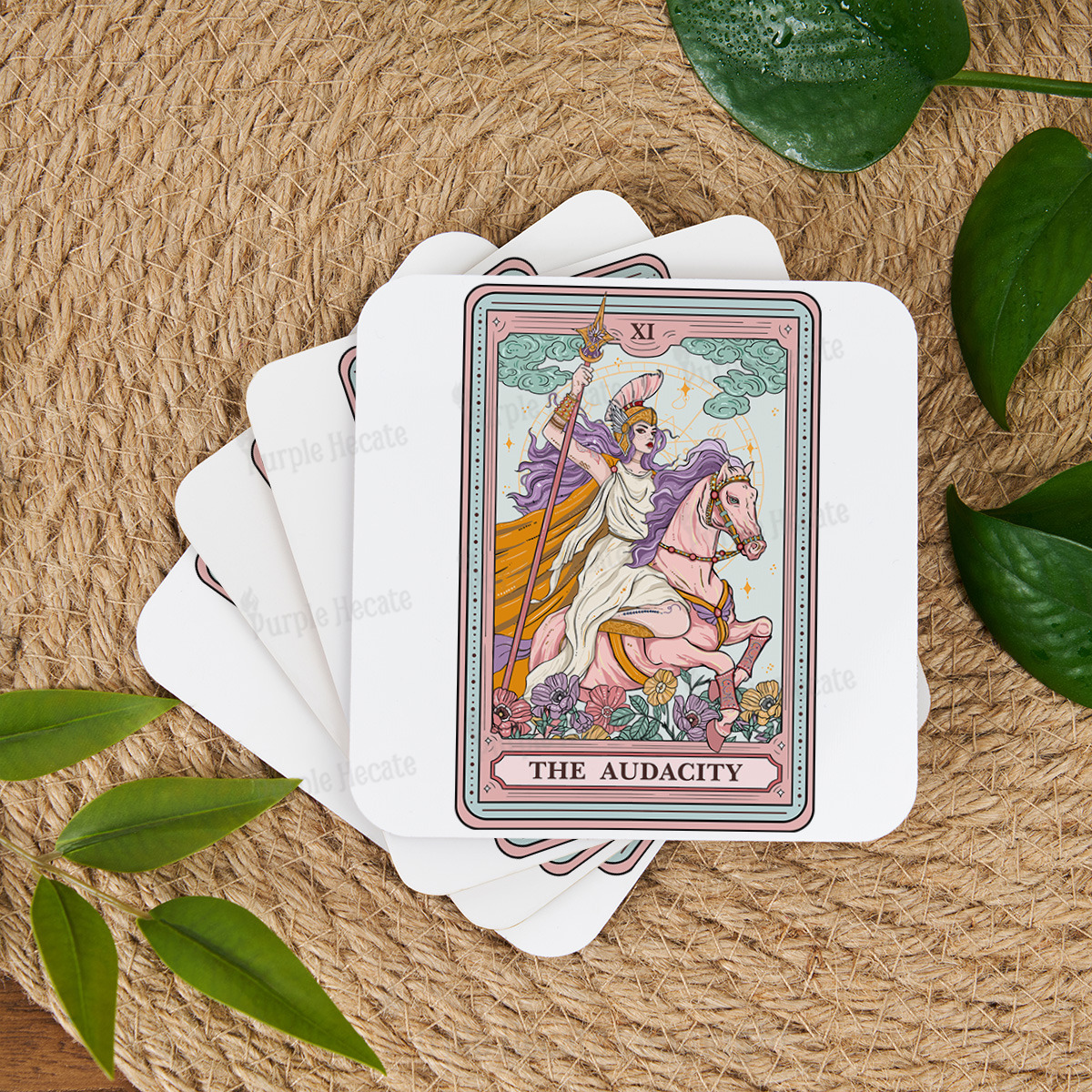 Purplehecate The Audacity Tarot Card Coaster