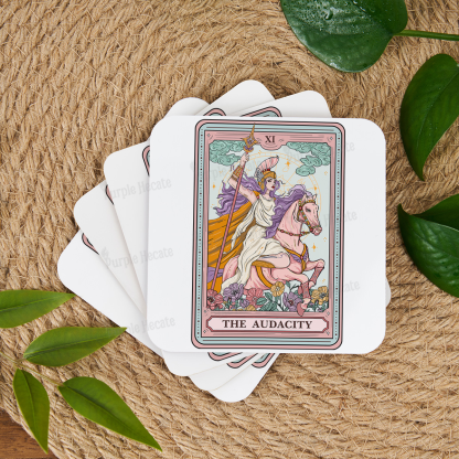 Purplehecate The Audacity Tarot Card Coaster