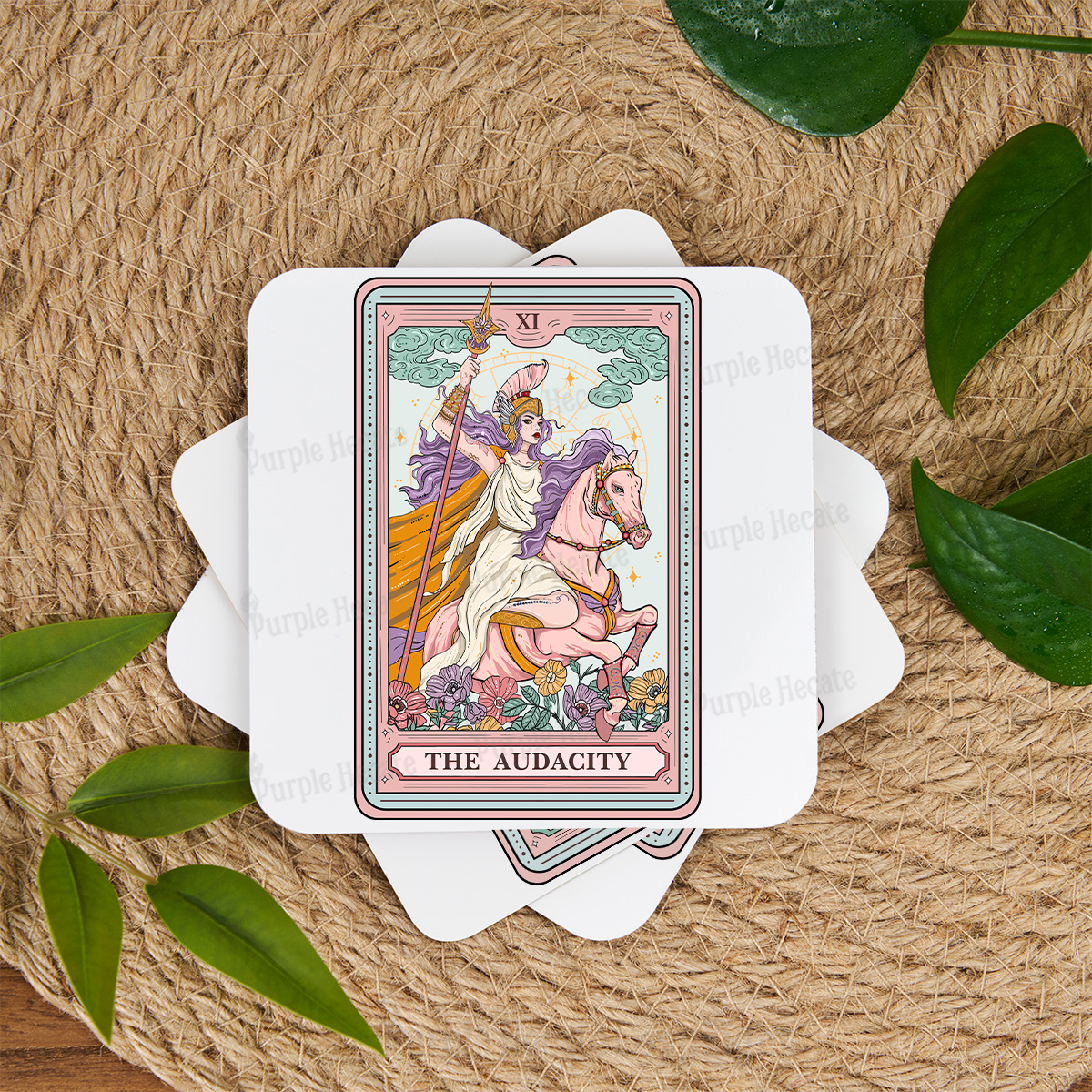 Purplehecate The Audacity Tarot Card Coaster