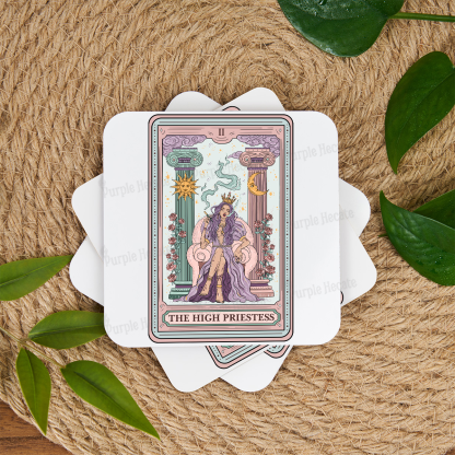 Purplehecate The High Priestess Tarot Card Coaster