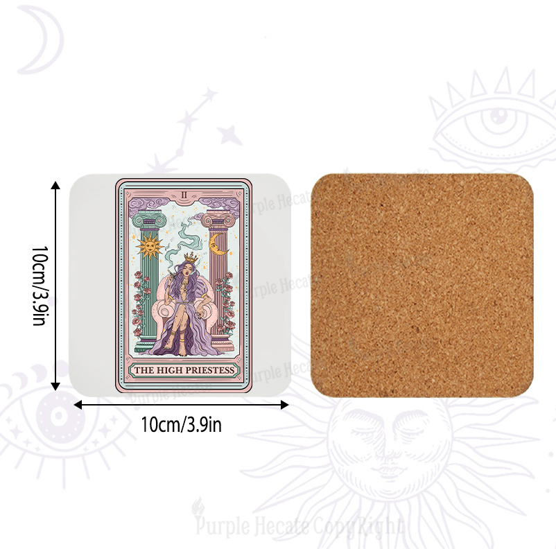 Purplehecate The High Priestess Tarot Card Coaster