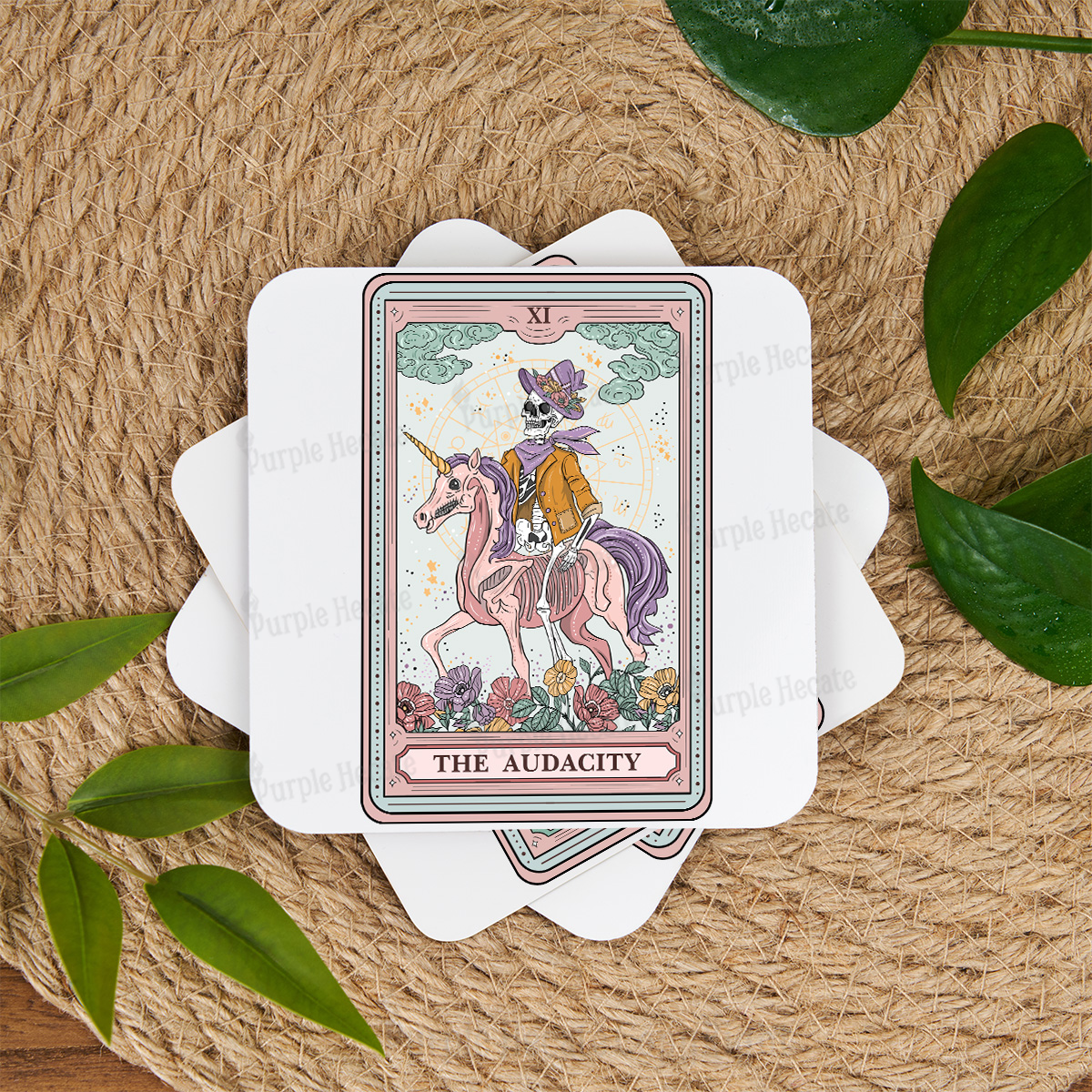 Purplehecate The Audacity Tarot Card Coaster