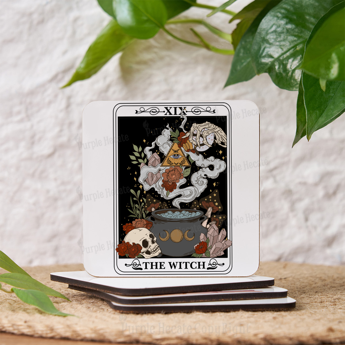 Purplehecate The Witch Tarot Coaster