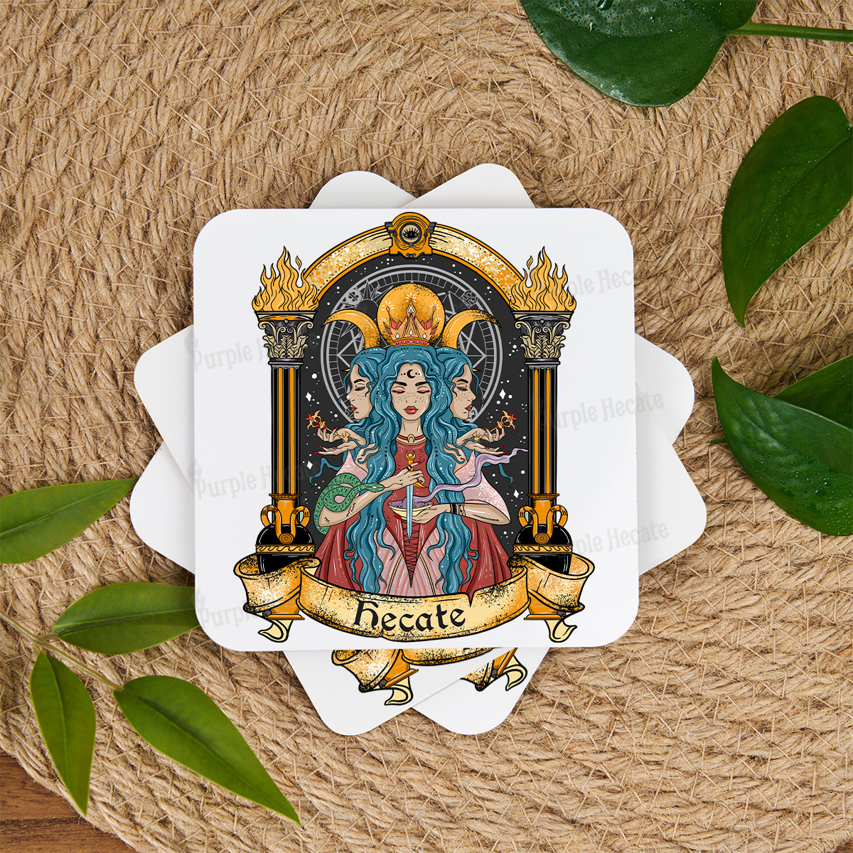 Purplehecate Triple Moon Goddess Hecate Coaster