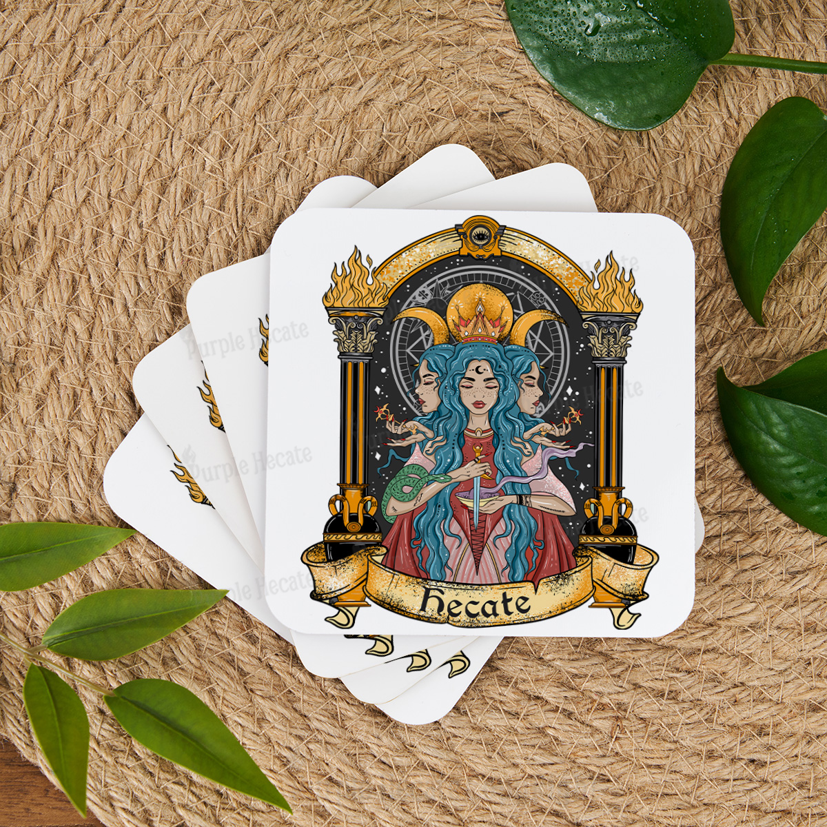Purplehecate Triple Moon Goddess Hecate Coaster
