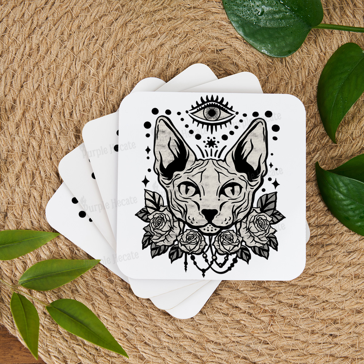 Purplehecate Mystical Cat Coaster