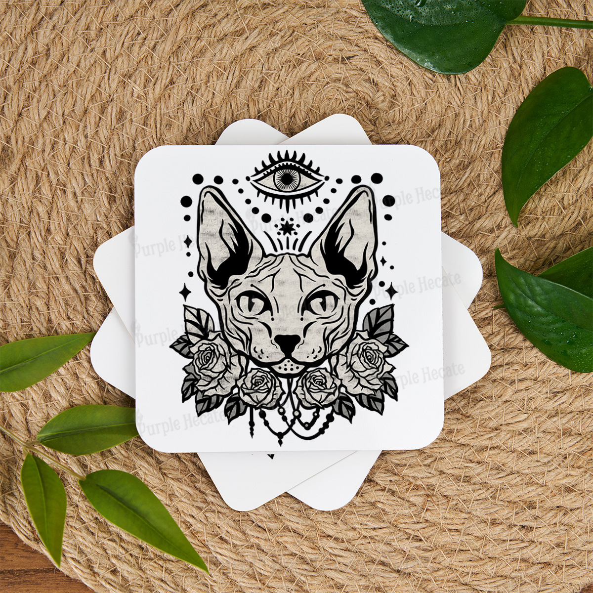Purplehecate Mystical Cat Coaster