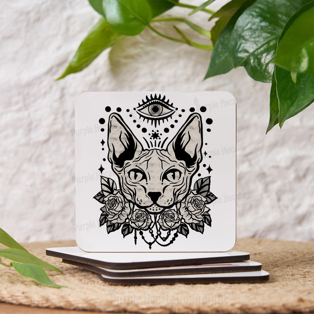 Purplehecate Mystical Cat Coaster