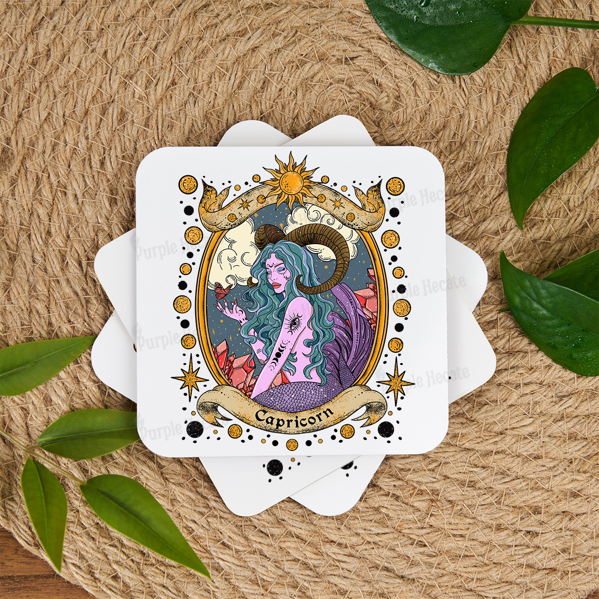 Purplehecate Capricorn Radiance Zodiac Coaster