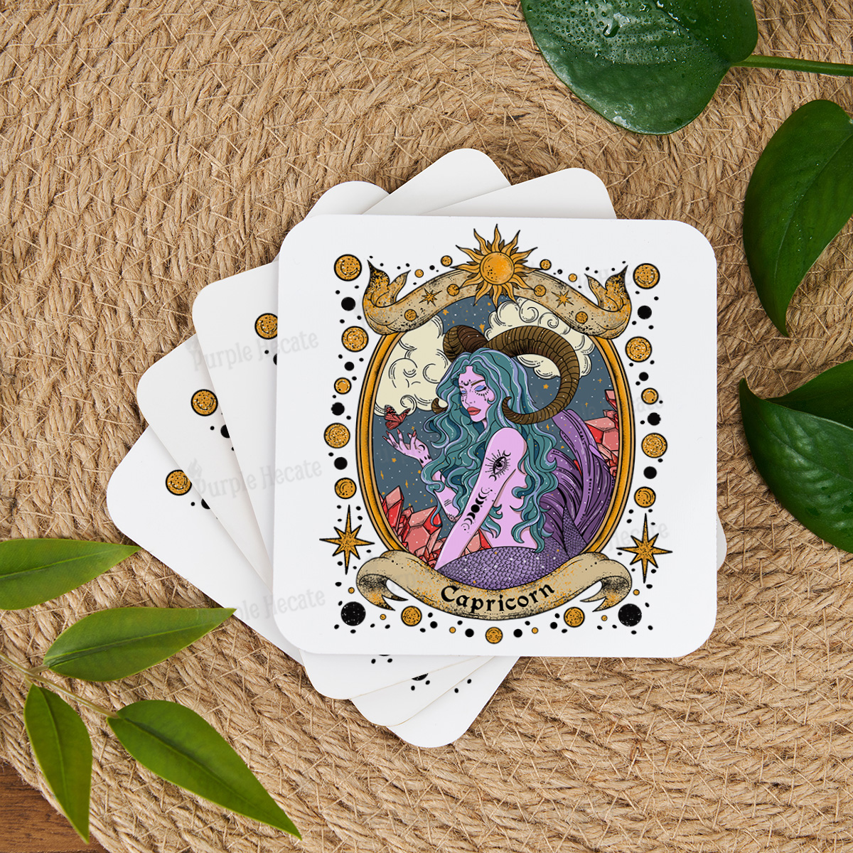 Purplehecate Capricorn Radiance Zodiac Coaster