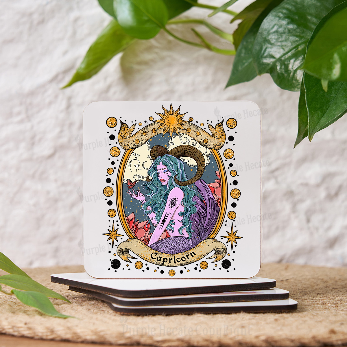 Purplehecate Capricorn Radiance Zodiac Coaster