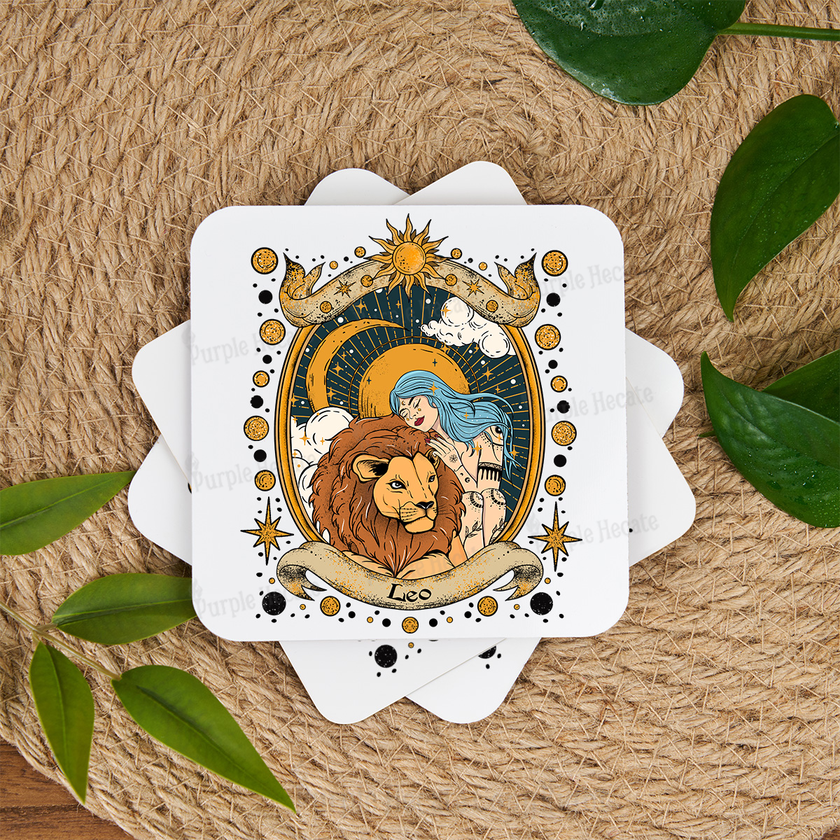 Purplehecate Leo Radiance Zodiac Coaster