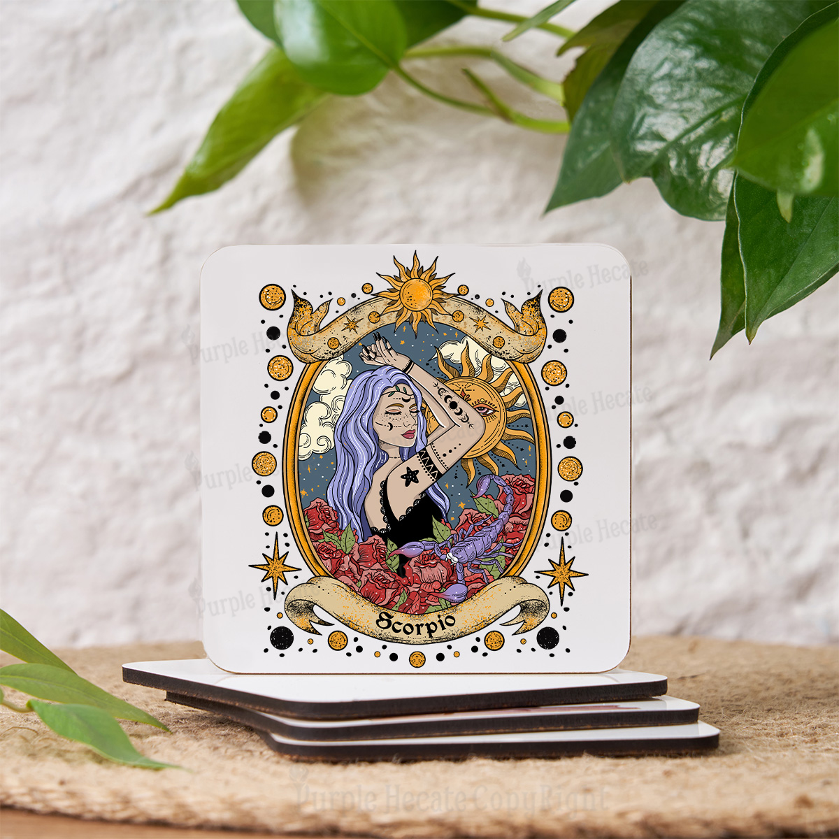 Purplehecate Scorpio Radiance Zodiac Coaster