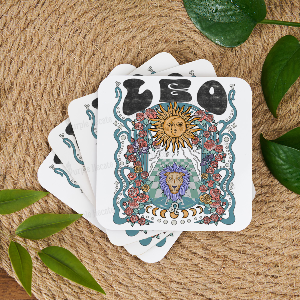 Purplehecate Leo Spirit Zodiac Coaster