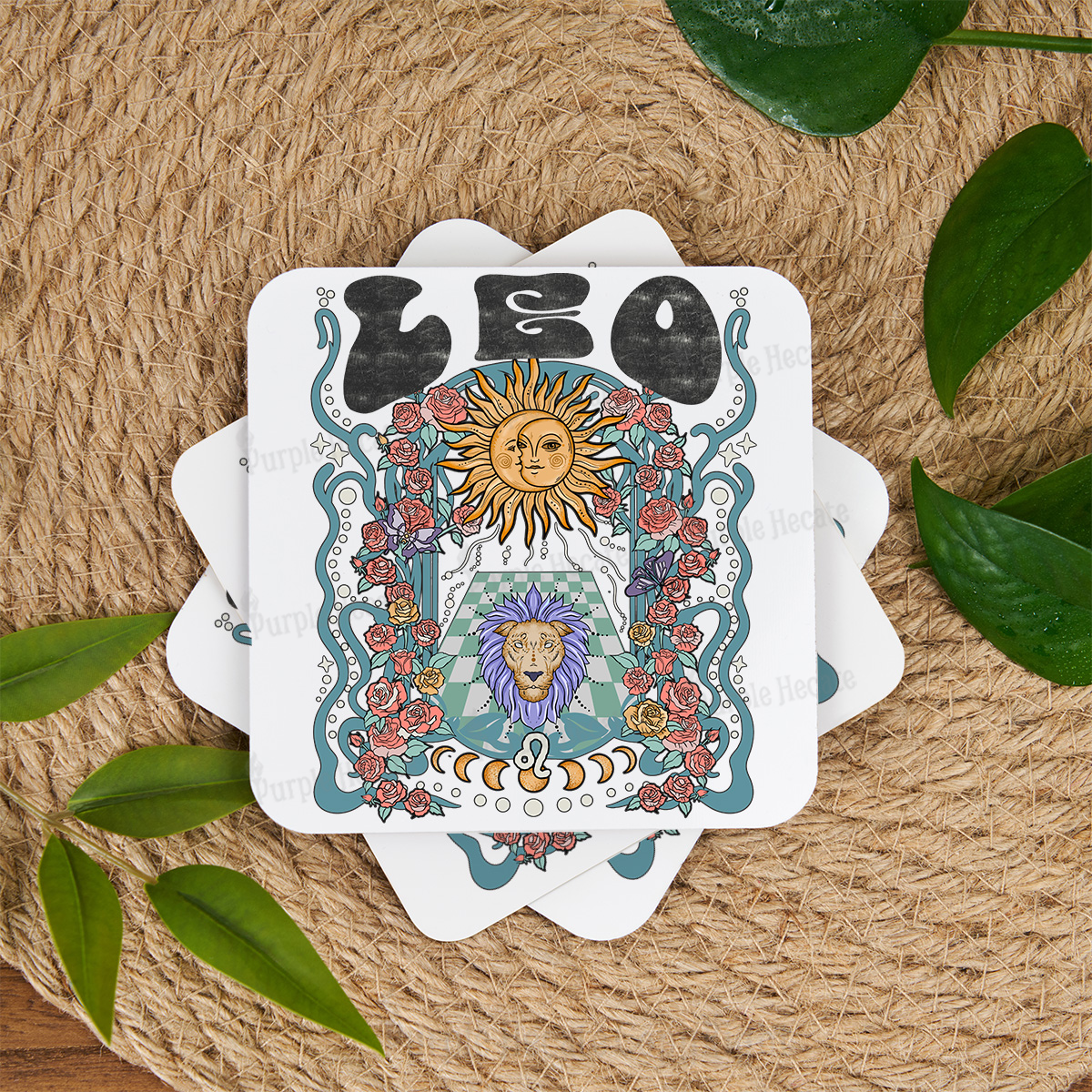 Purplehecate Leo Spirit Zodiac Coaster