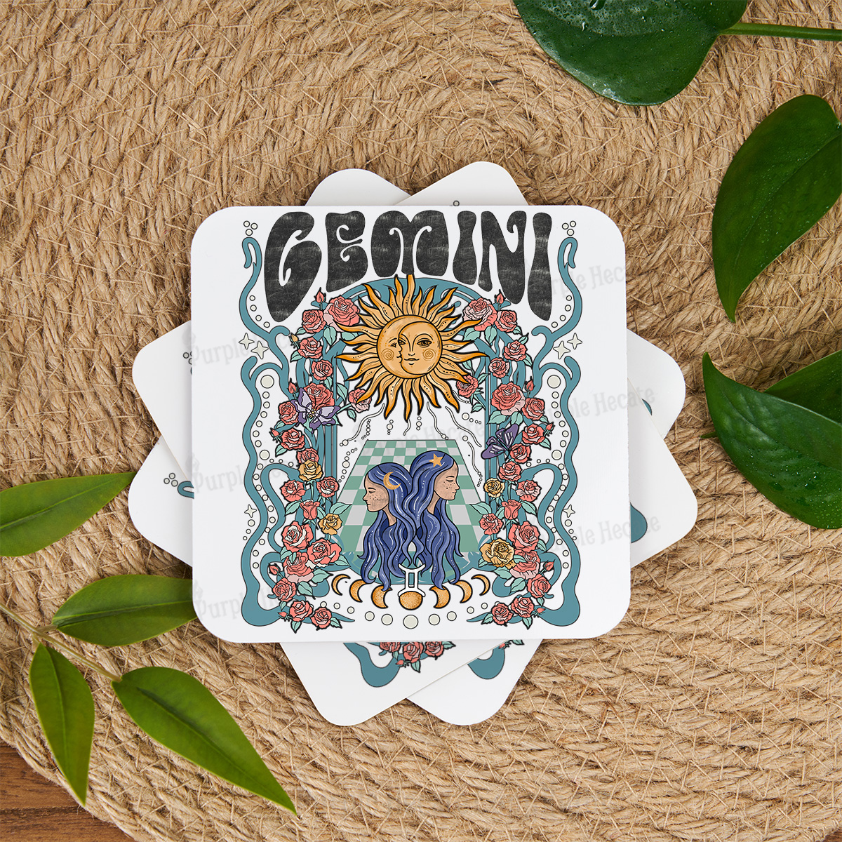 Purplehecate Gemini Spirit Zodiac Coaster