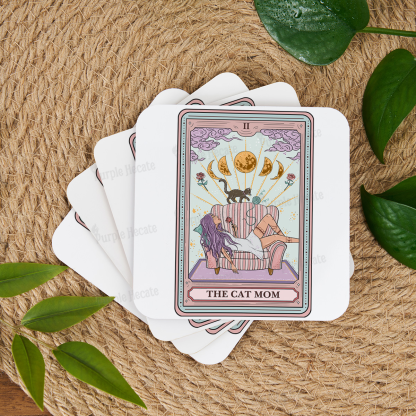 Purplehecate The Cat Mom Tarot Coaster