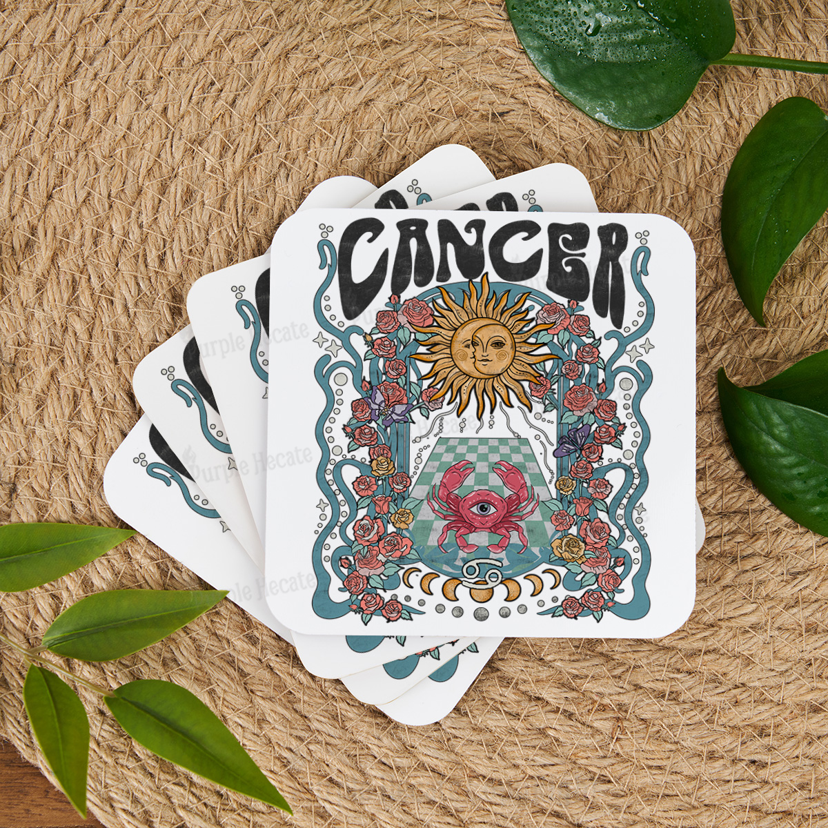 Purplehecate Cancer Spirit Zodiac Coaster