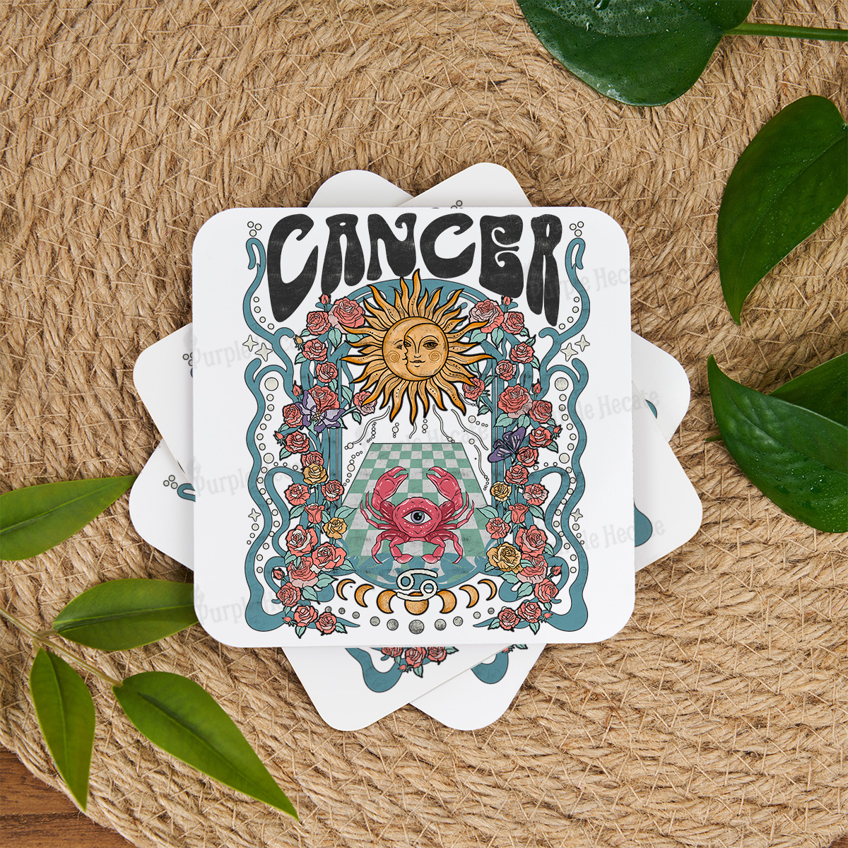 Purplehecate Cancer Spirit Zodiac Coaster