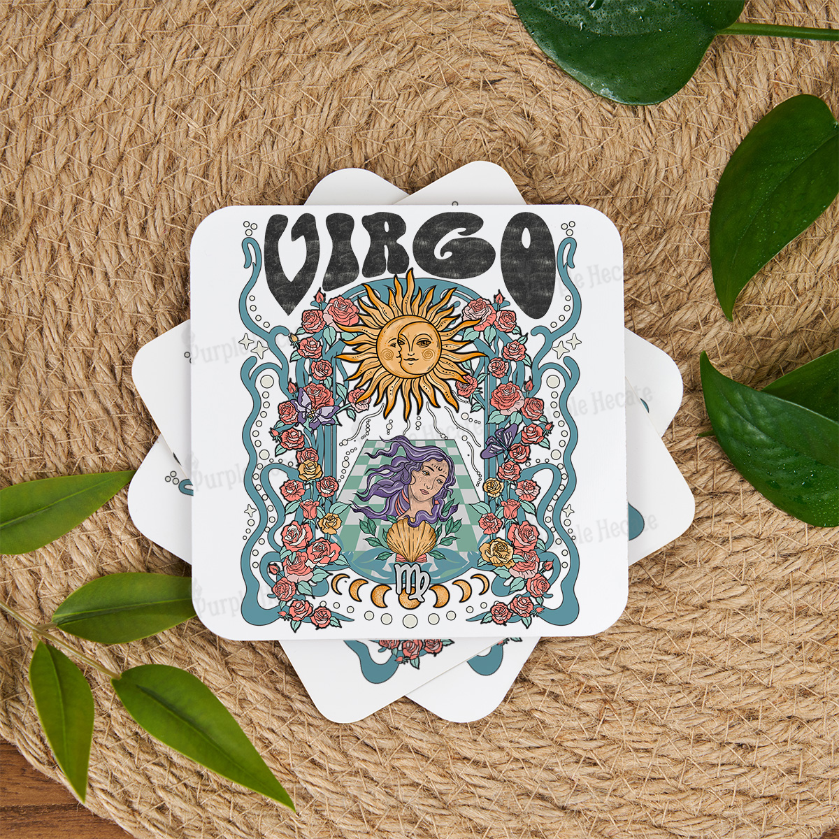 Purplehecate Virgo Spirit Zodiac Coaster