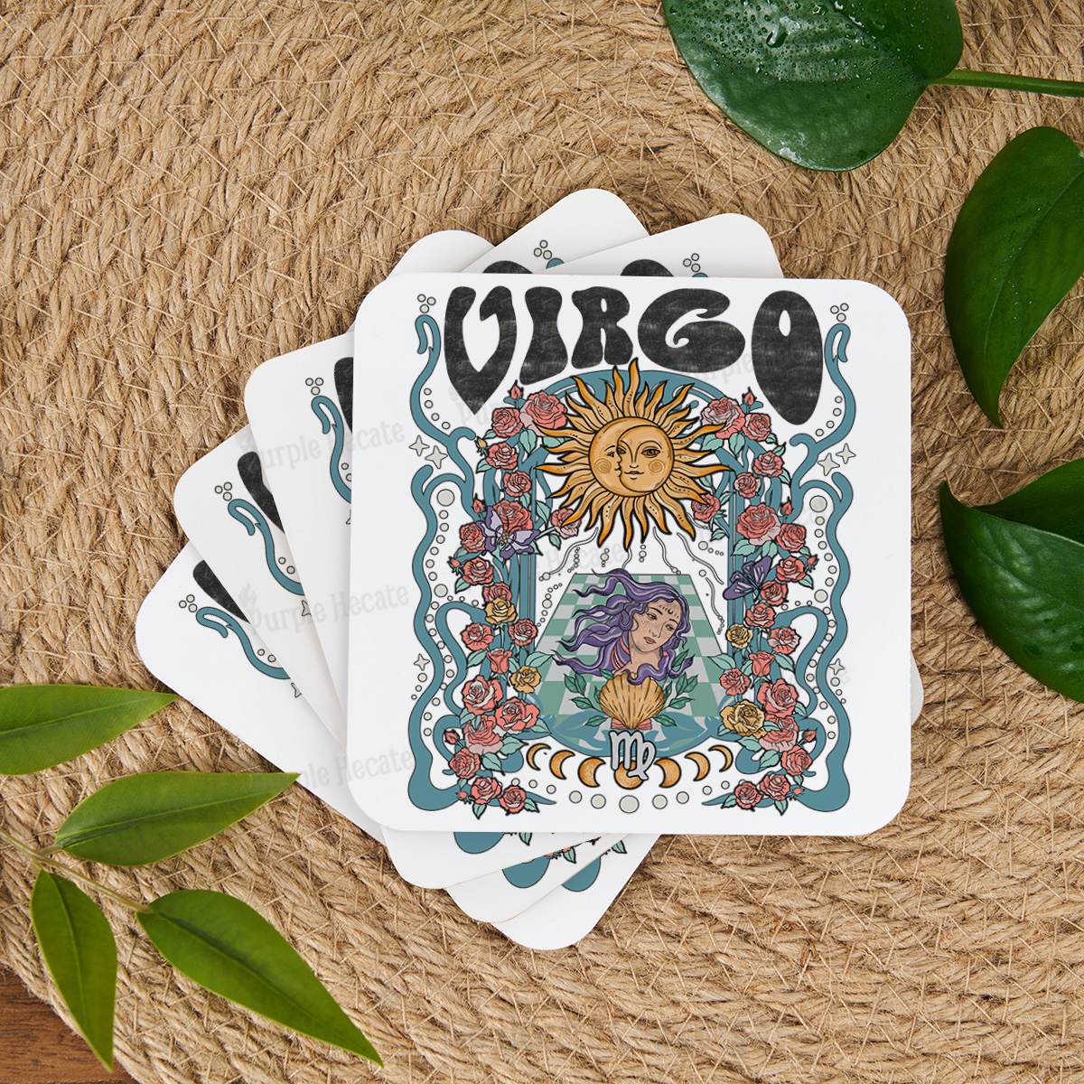 Purplehecate Virgo Spirit Zodiac Coaster