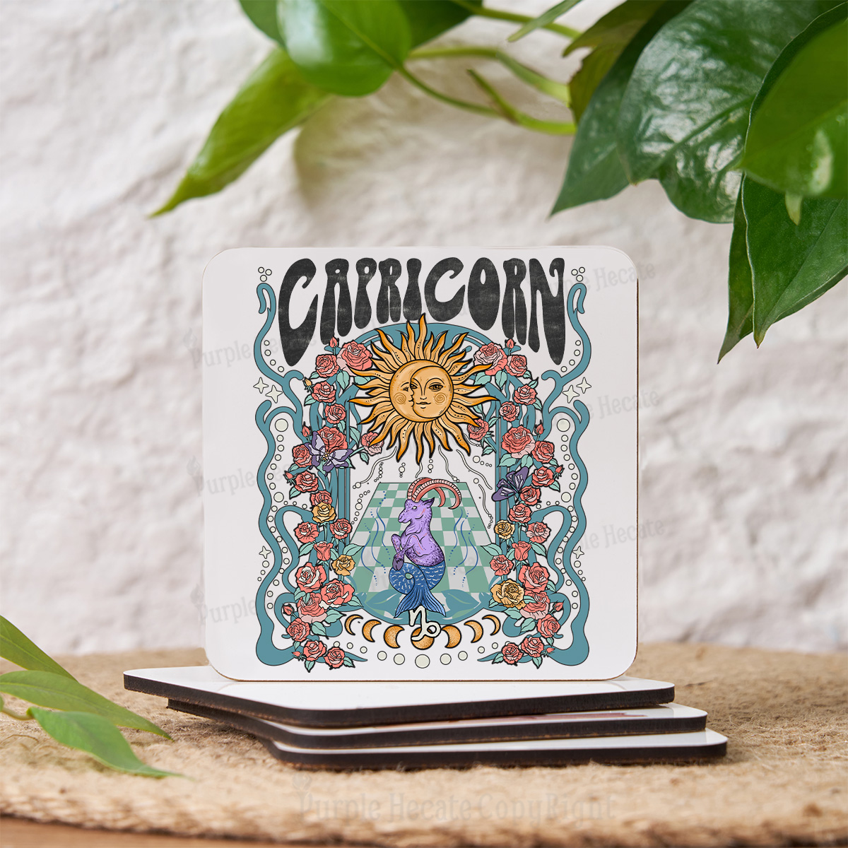 Purplehecate Capricorn Spirit Zodiac Coaster