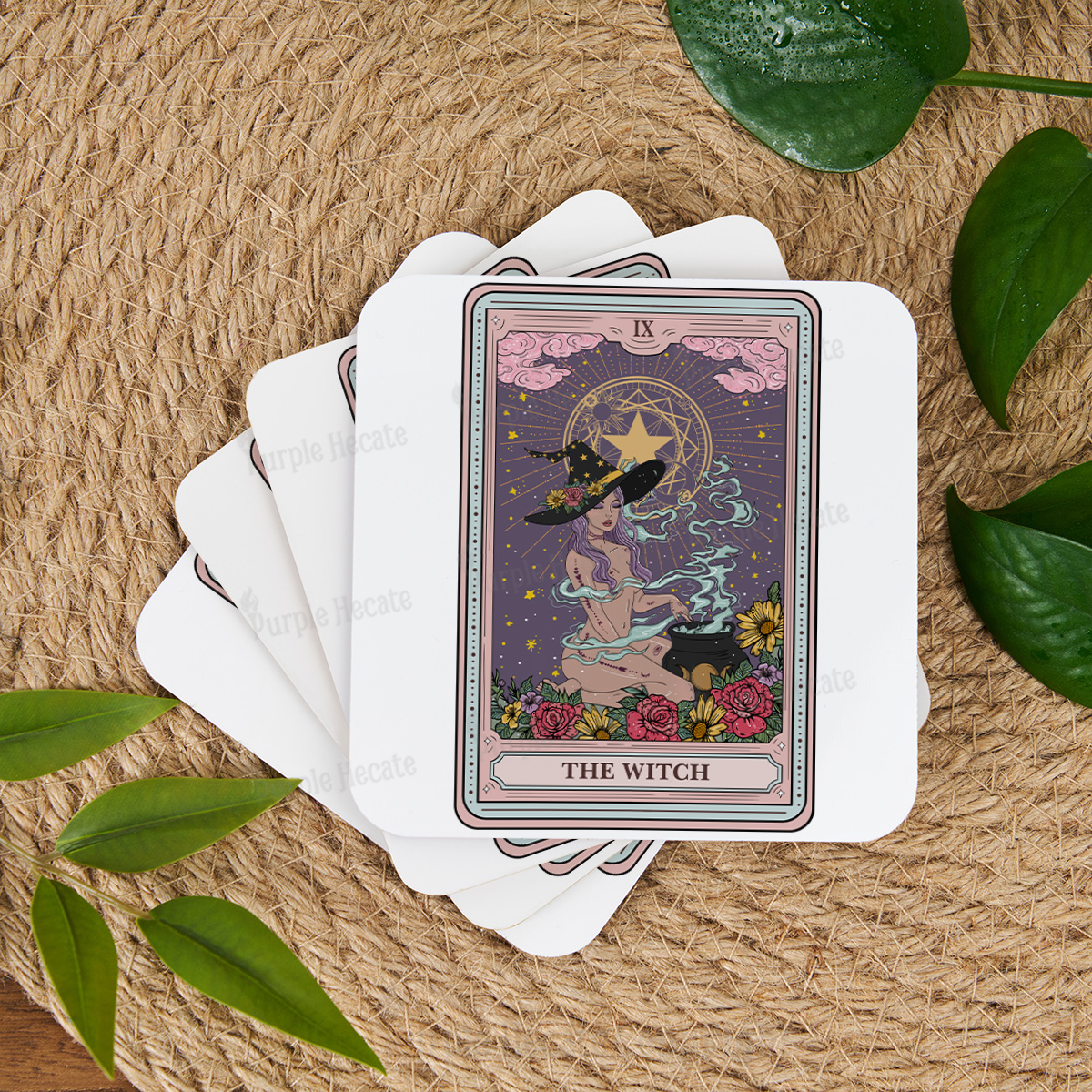 Purplehecate The Witch Tarot Coaster