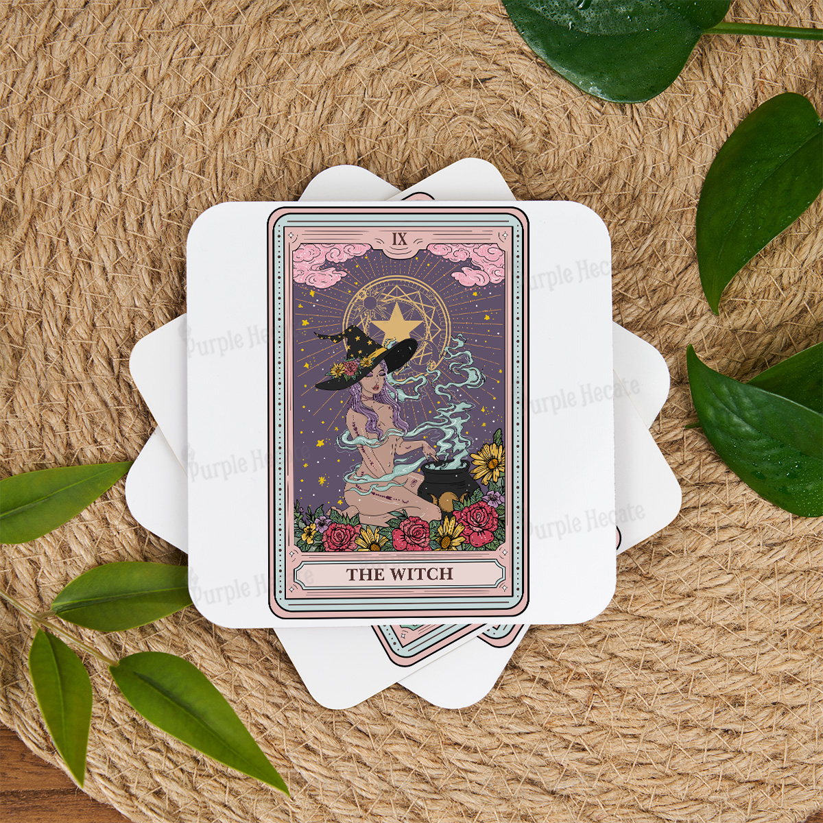 Purplehecate The Witch Tarot Coaster