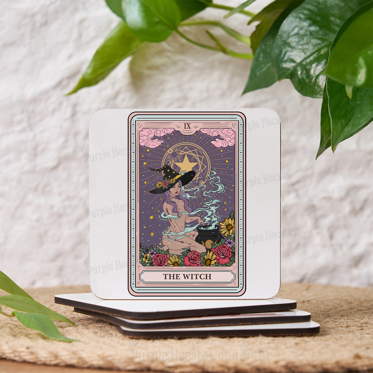 Purplehecate The Witch Tarot Coaster