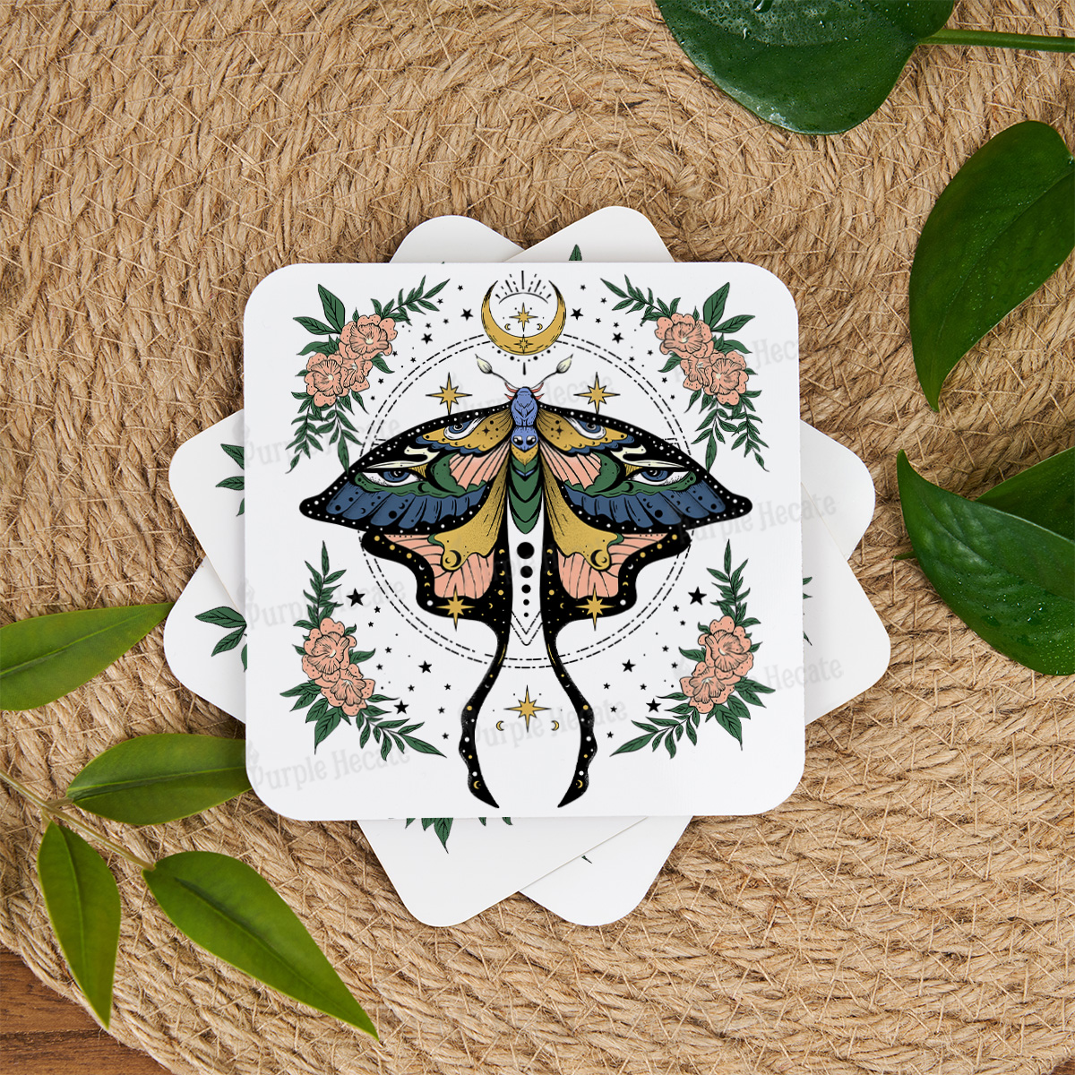 Purplehecate Mystical Moth Coaster