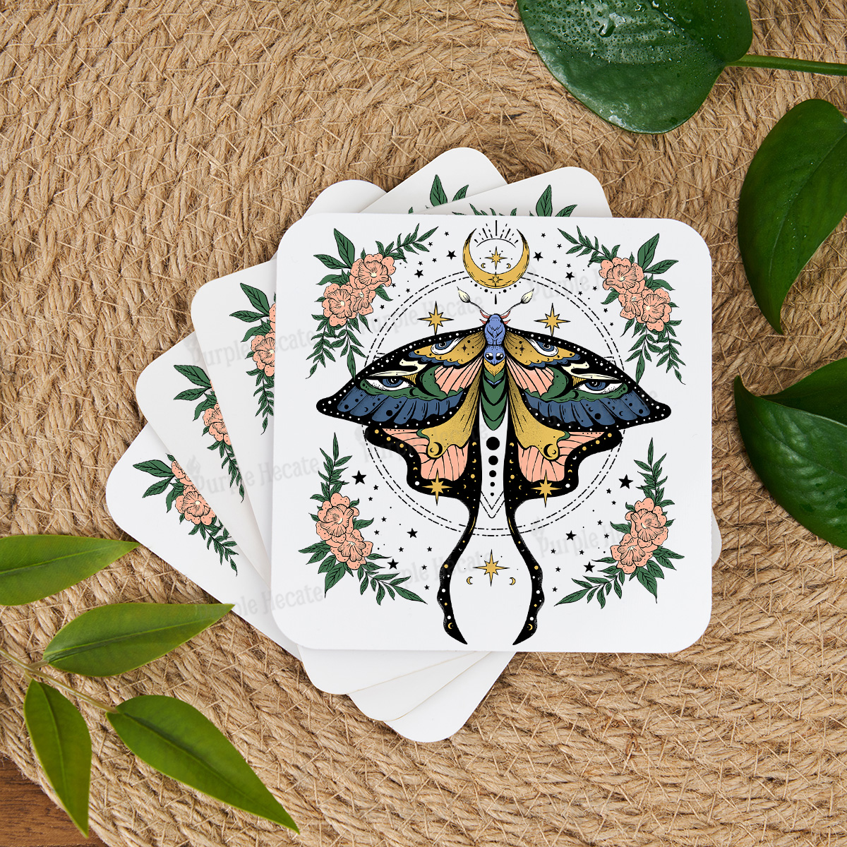 Purplehecate Mystical Moth Coaster