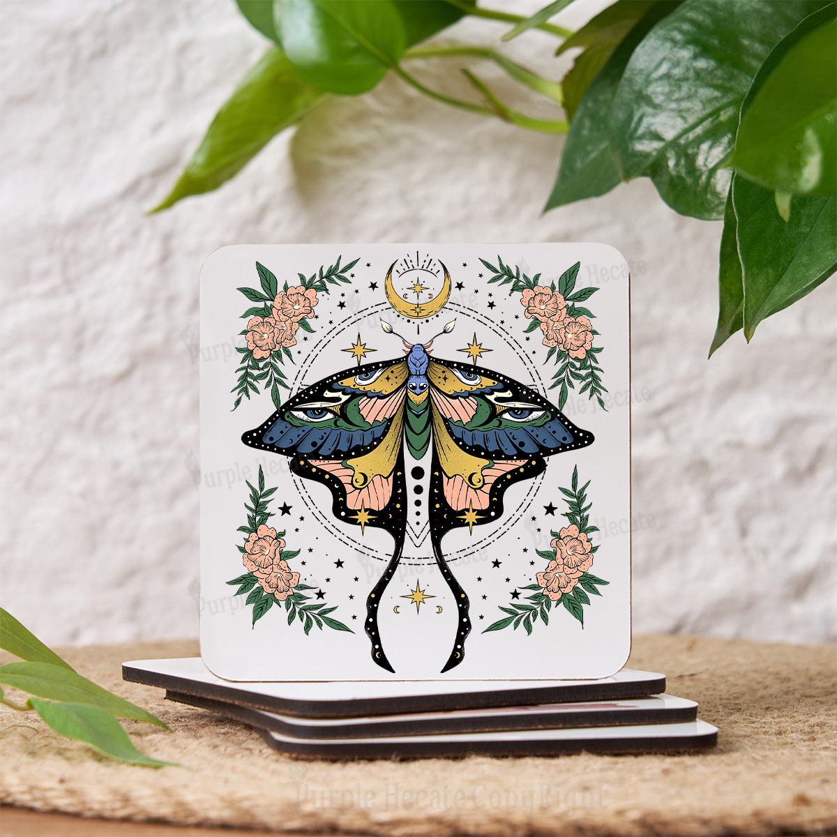Purplehecate Mystical Moth Coaster