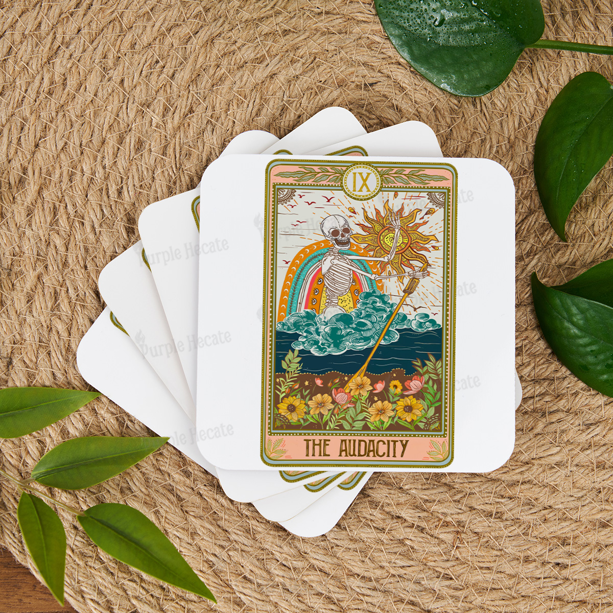 Purplehecate The Audacity Tarot Card Coaster