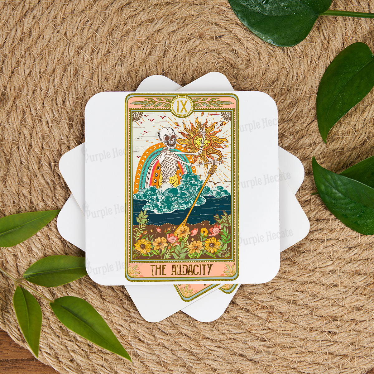 Purplehecate The Audacity Tarot Card Coaster