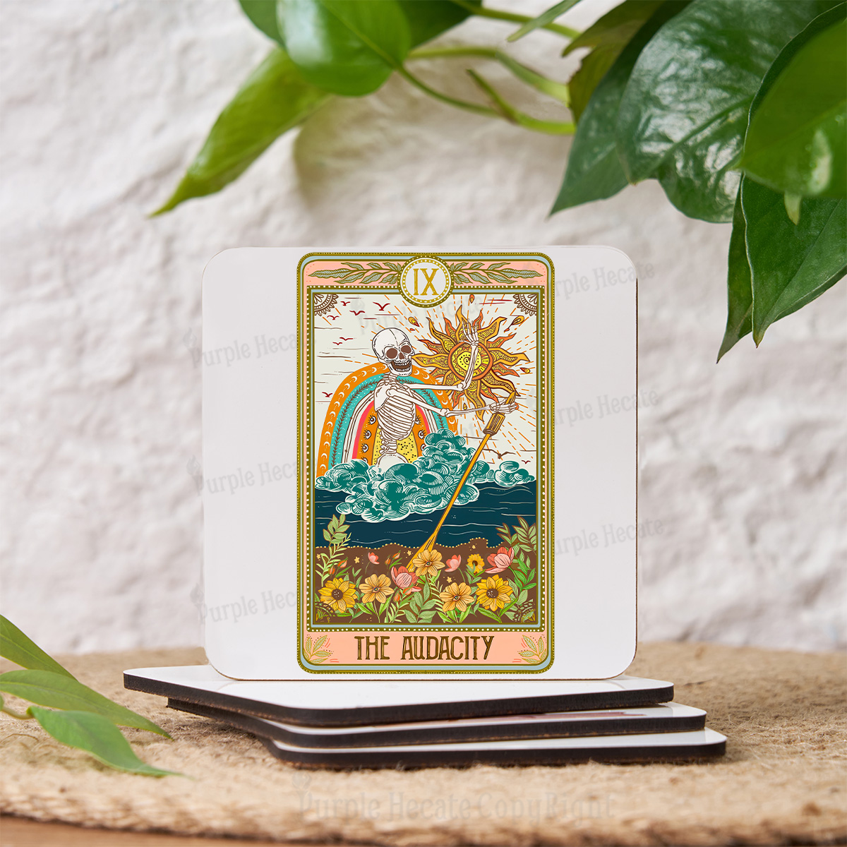Purplehecate The Audacity Tarot Card Coaster