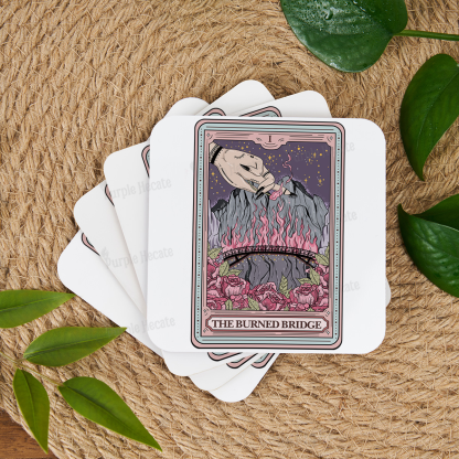 Purplehecate The Burned Bridge Tarot Coaster