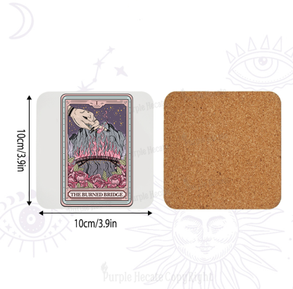 Purplehecate The Burned Bridge Tarot Coaster